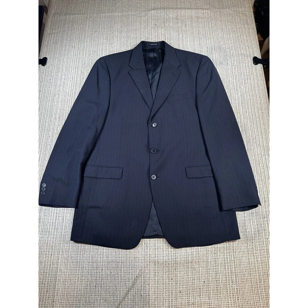 Polo University Club Ralph Lauren Mens 42L Blue Pinstripes Three Button Vintage